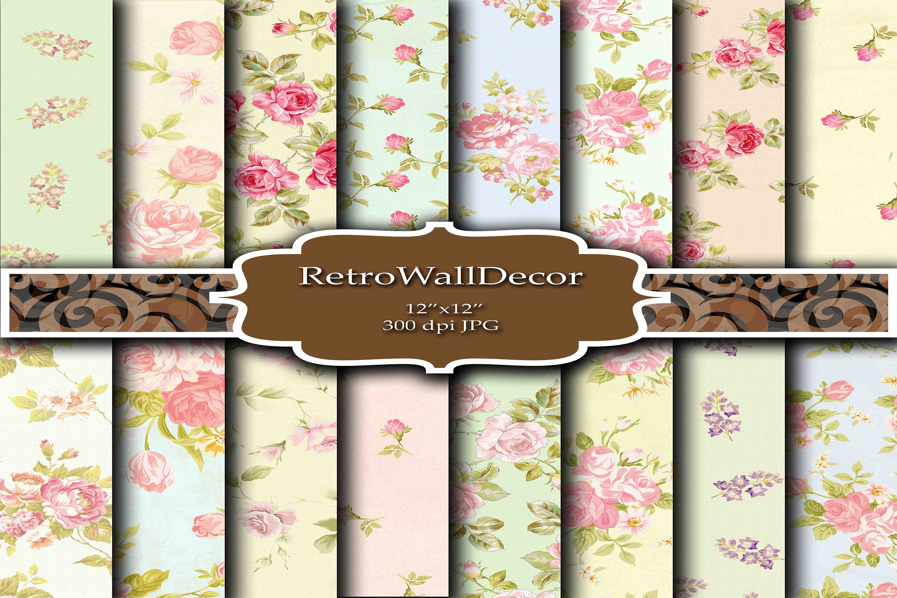 Floral Digital Paper Pack Graphic by retrowalldecor · Creative Fabrica