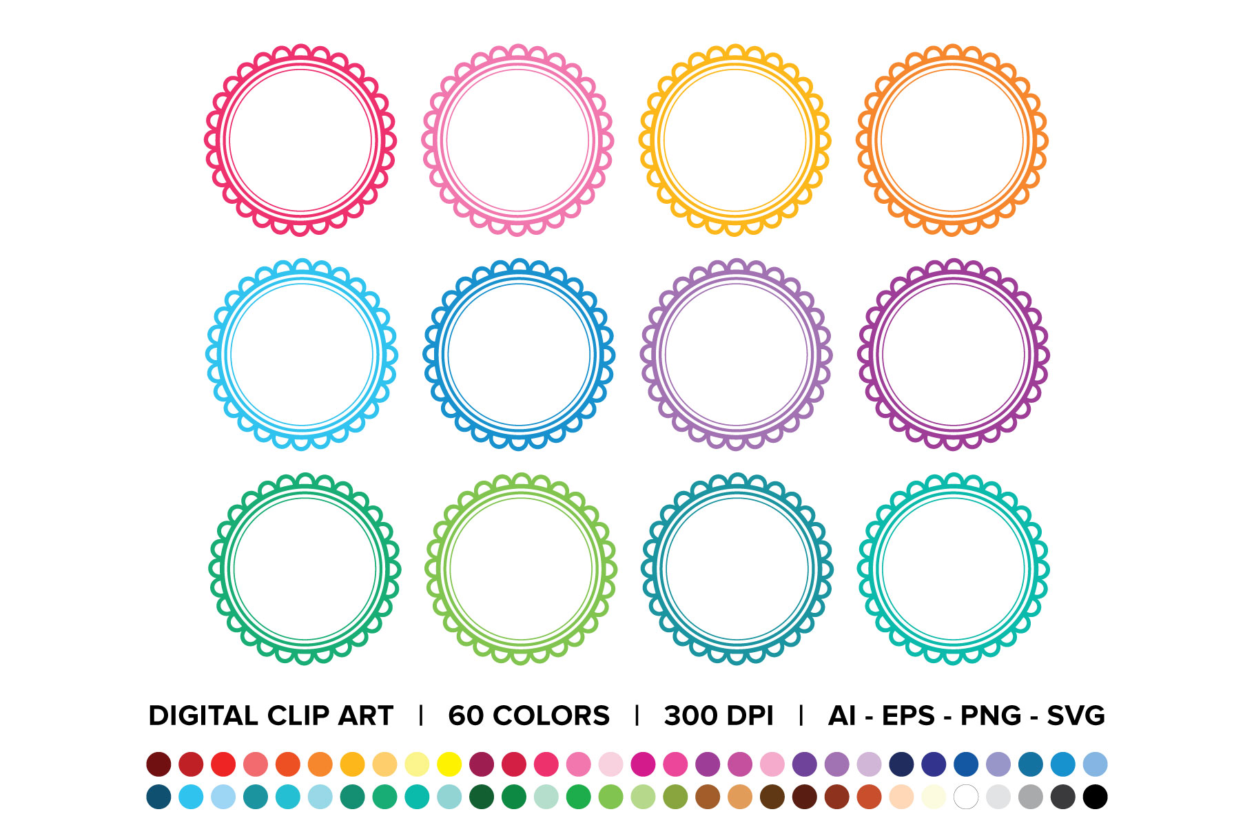 Flower Scallop Outer Frame Clip Art