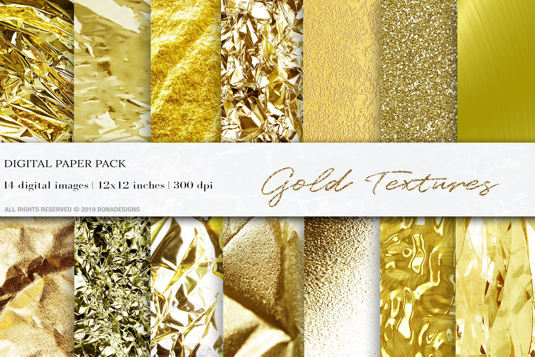 Gold Foil Digital Paper, Gold Textures Graphic by BonaDesigns ...