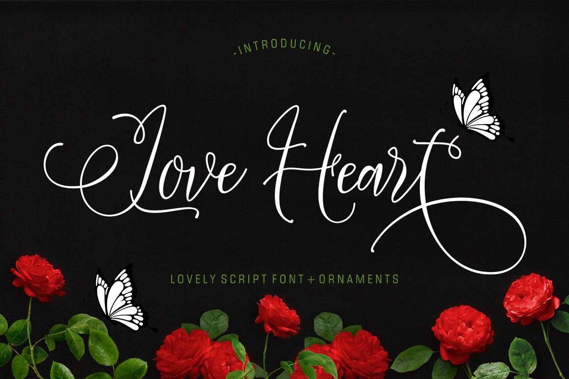 Love Heart preview, bold swash calligraphy