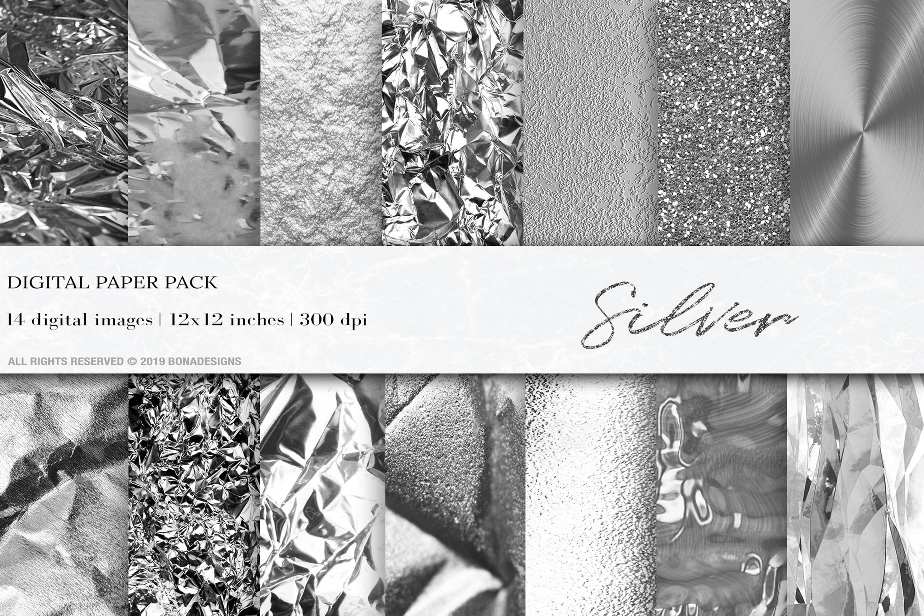 Silver Digital Papers Graphic by BonaDesigns · Creative Fabrica