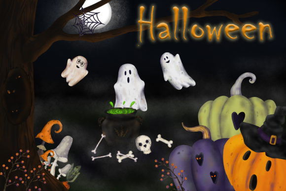 The Hand-drawn Elements for Halloween Graphic Illustrations By CreatArtStudio