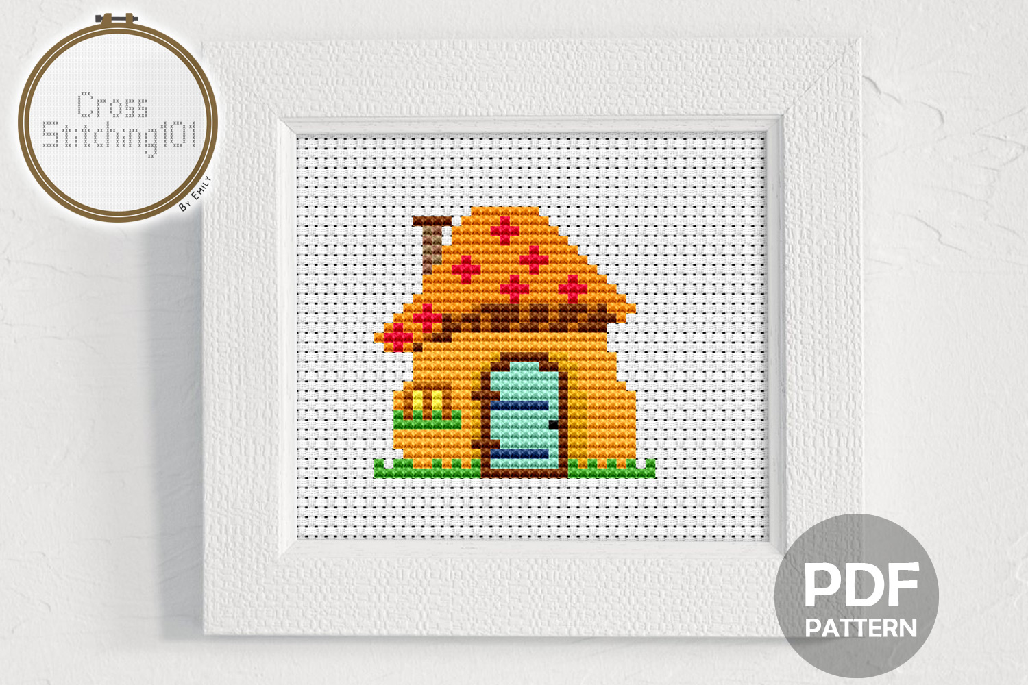 Mushroom House Modern Cross Stitch