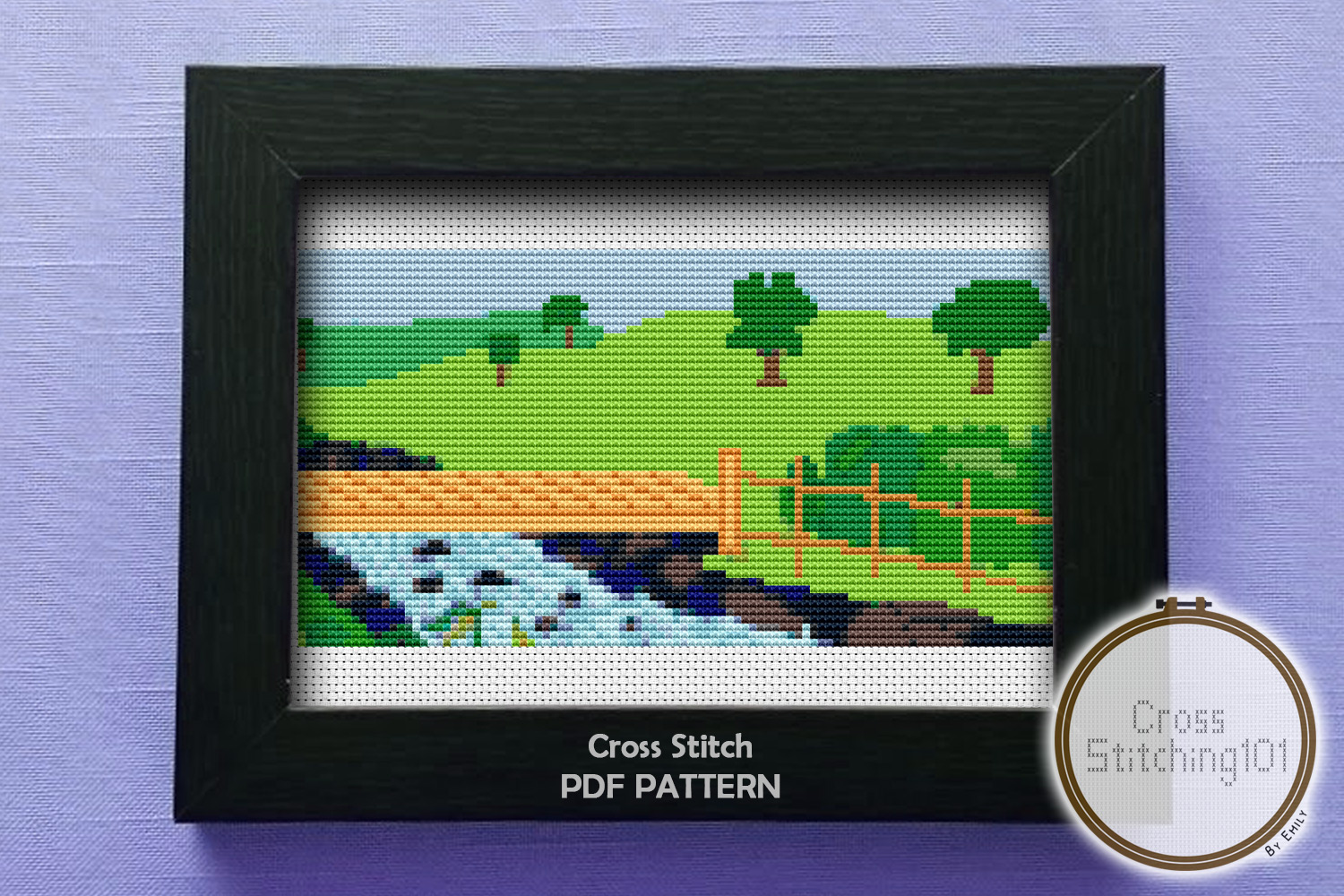 Park Nature Modern Cross Stitch Pattern