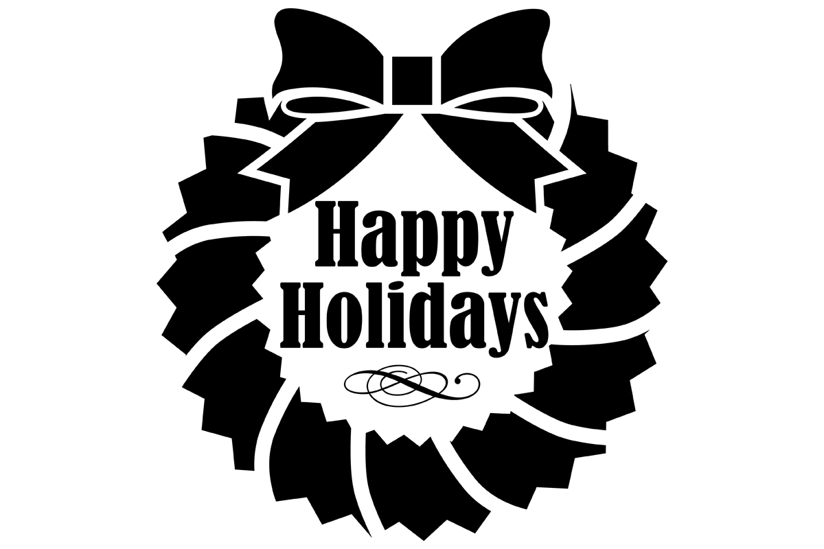 Happy Holidays Wreath Gráfico por iDrawSilhouettes · Creative Fabrica
