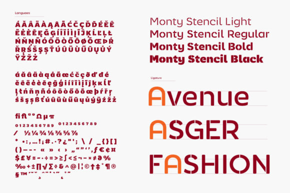Monty Stencil Font PNG with transparent background - Preview 6