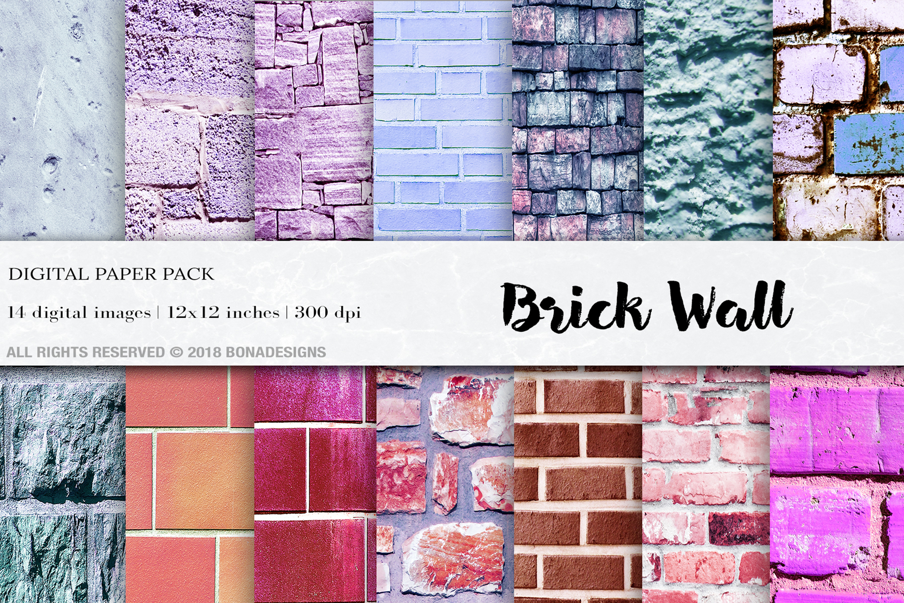 Brick Wall Digital Papers Wall Textures Graphic by BonaDesigns ...