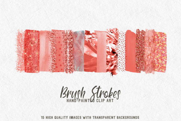 Coral Brush Strokes Clip Art