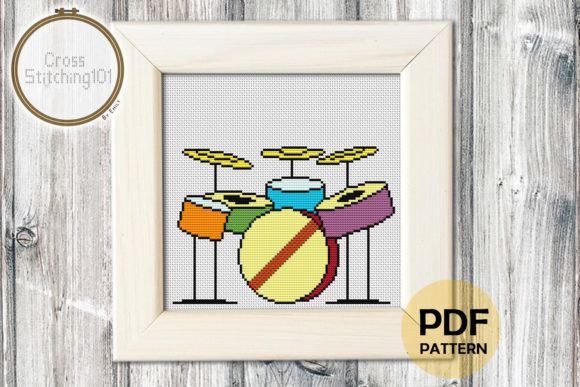 Drums Modern Cross Stitch Pattern