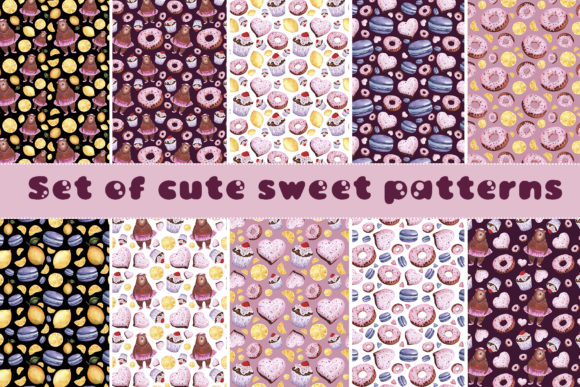 Set of Cute Sweet Patterns Graphic Patterns By CreatArtStudio