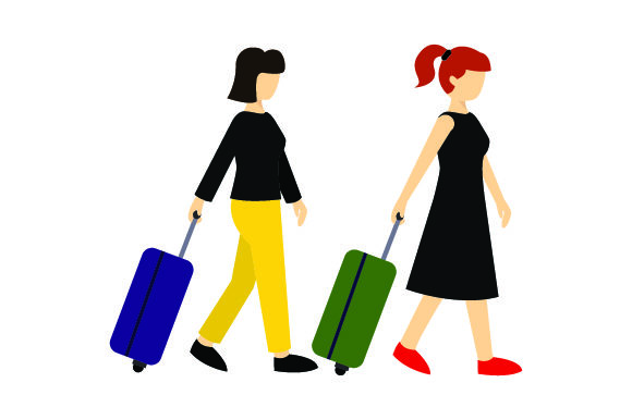 Women with Rolling Suitcases Travel Craft Cut File By Creative Fabrica Crafts