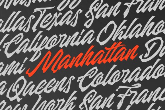 Manhattan Brush Font PNG with transparent background - Preview 2