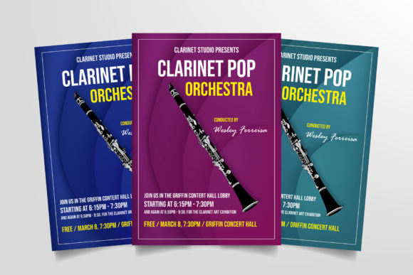 Clarinet Pop Orchestra Flyer Template Graphic Print Templates By StringLabs
