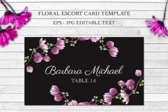 Floral Wedding Escort Cart Template Graphic Print Templates By elsabenaa