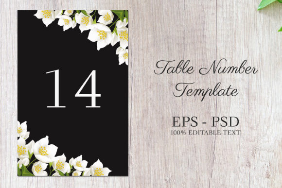 Jasmine Floral Table Number Card Party Graphic Print Templates By elsabenaa
