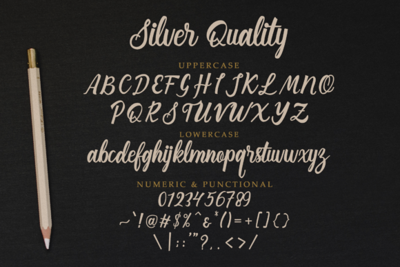 Silver Quality Font PNG with transparent background - Preview 6