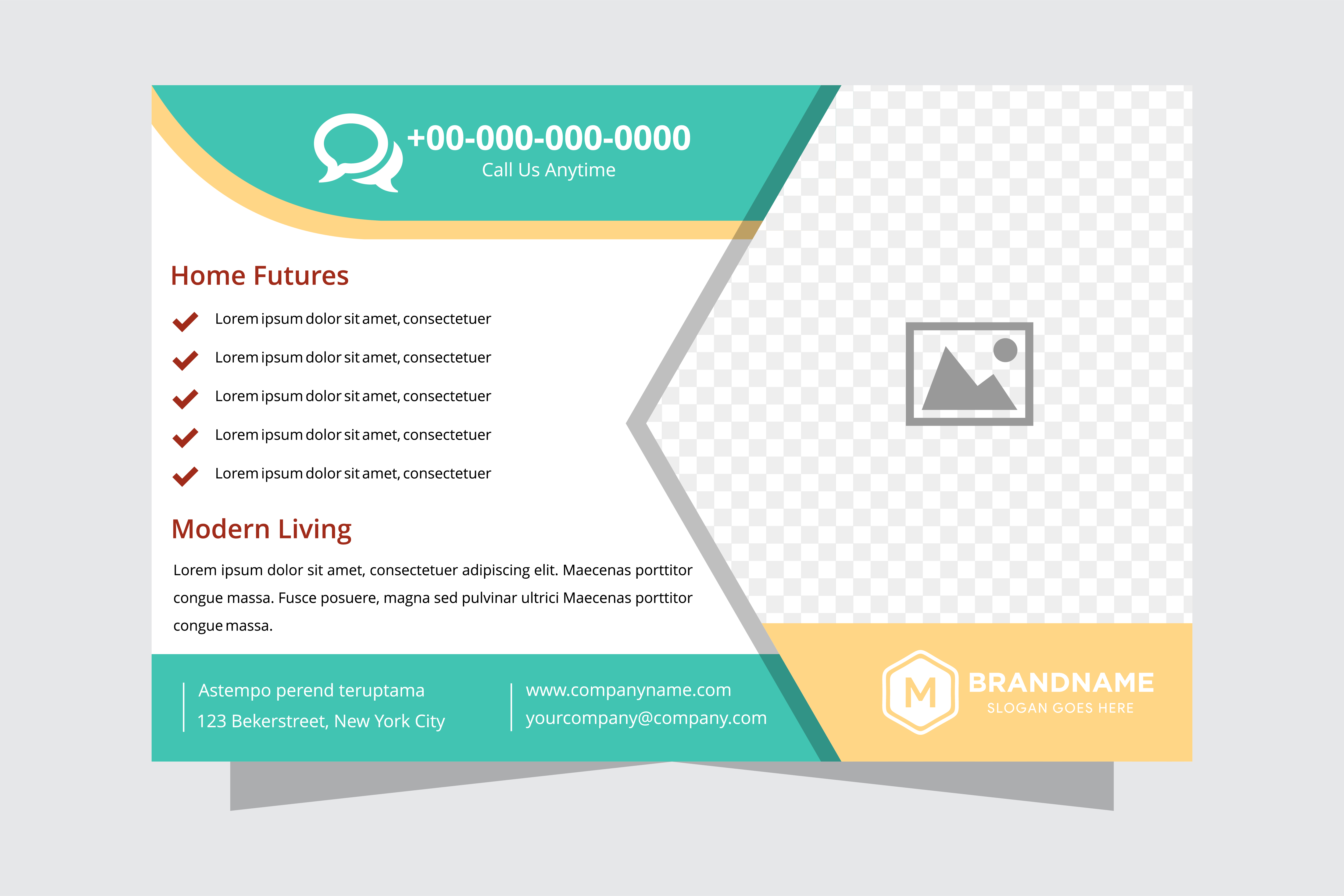 Hexagon Horizontal Flyer Blue Brown Graphic by noory.shopper · Creative ...