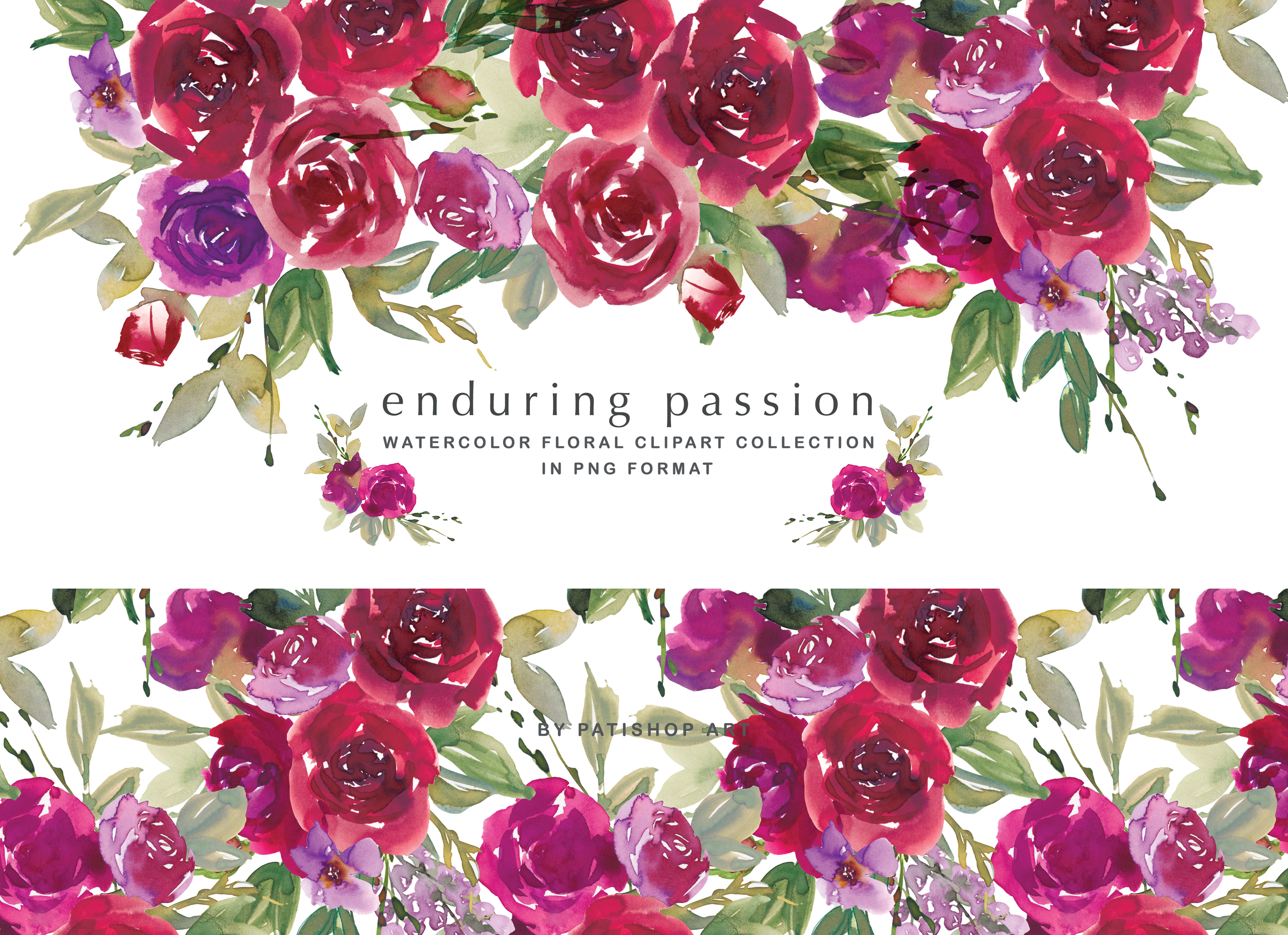 Red Watercolor Rose Clipart Set Graphic by Patishop Art · Creative Fabrica