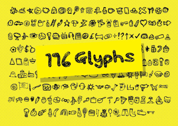 196 Hand Drawn Doddles Font - Preview 1