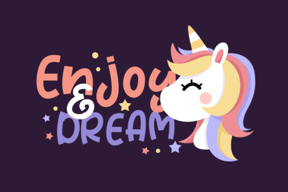 Cute Unicorn Font PNG with transparent background - Preview 2