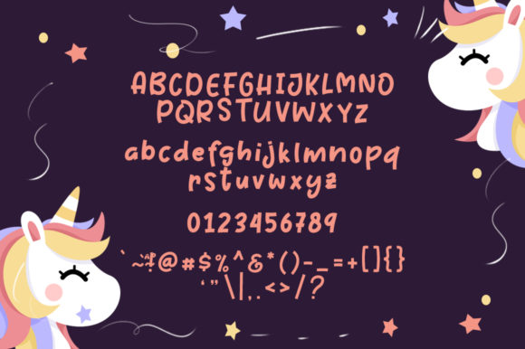 Cute Unicorn Font PNG with transparent background - Preview 4