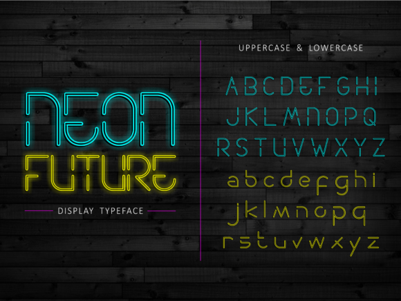 Neon Future Font PNG with transparent background - Preview 1