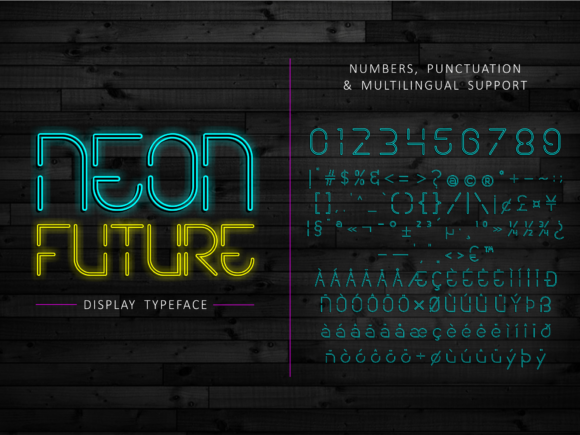 Neon Future Font PNG with transparent background - Preview 2