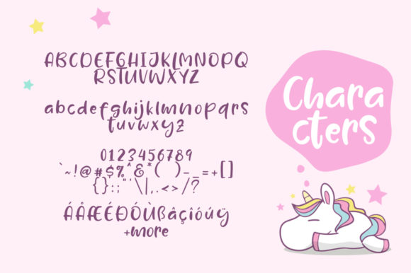 Lazy Unicorn Font PNG with transparent background - Preview 4