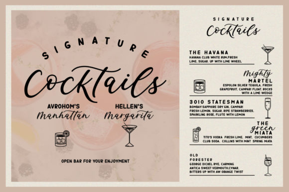 Signature Cocktails Duo Font PNG with transparent background - Preview 1