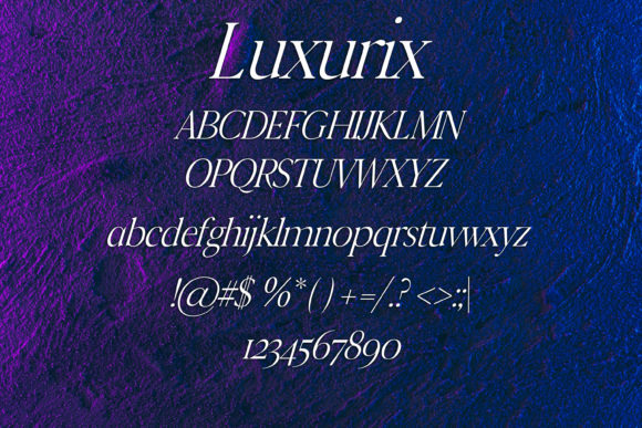 Luxurix Font PNG with transparent background - Preview 1