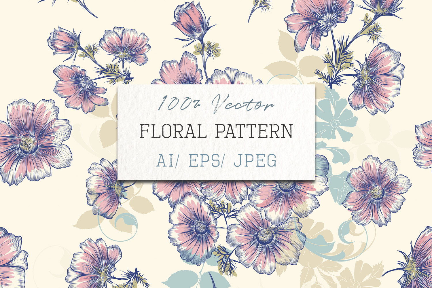Vector Pattern Hand Drawn Cosmos Flowers Graphic by fleurartmariia ...