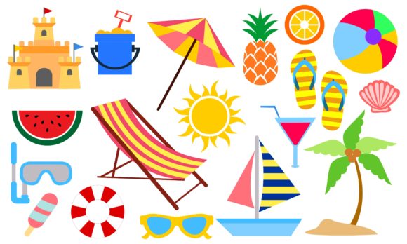Set of Summer and Vacation Elements Cute