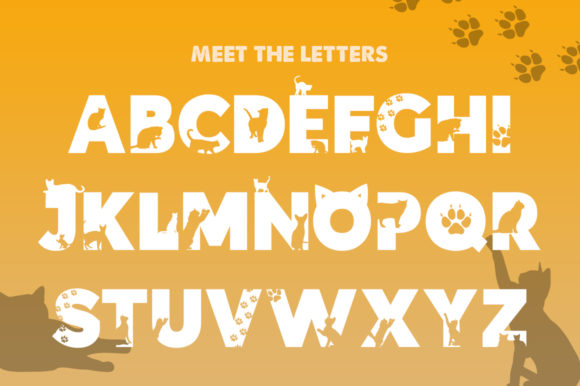 Kittens Silhouette Font PNG with transparent background - Preview 1