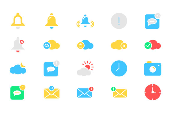 New Notification Flat Icon Set Vector