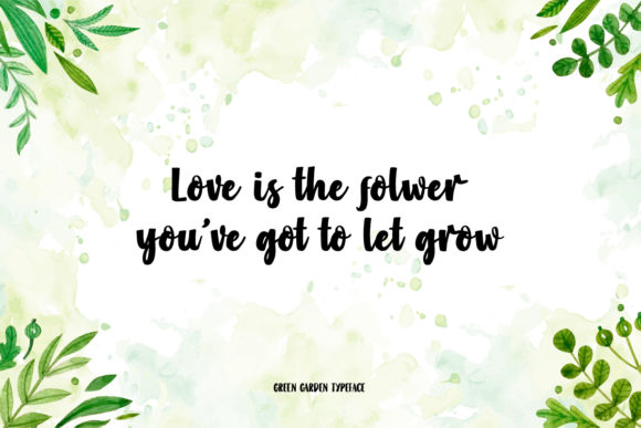 Green Garden Font PNG with transparent background - Preview 1