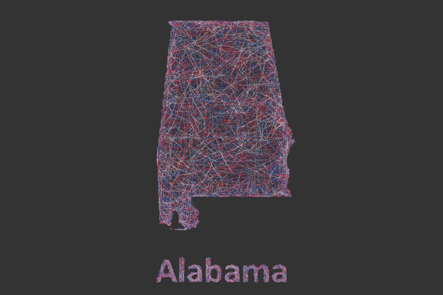Sketch Alabama Map - Dark Version Graphic by davidzydd · Creative Fabrica