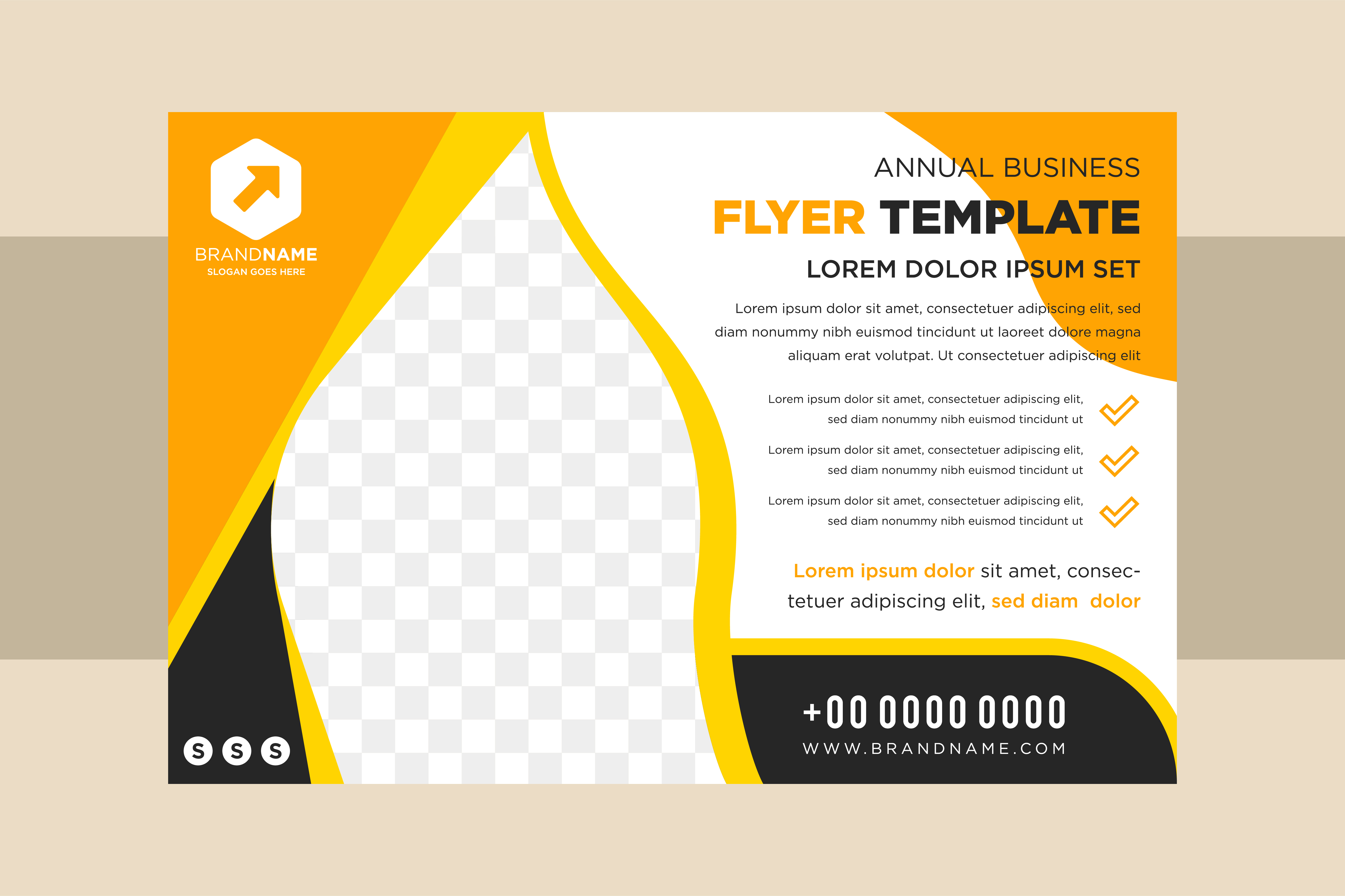 Yellow Black Vertical Flyer Wave Graphic by noory.shopper · Creative ...