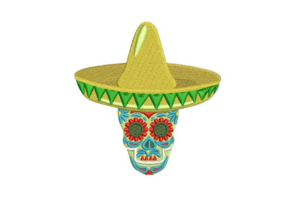 Sugar Skull Wearing a Sombrero