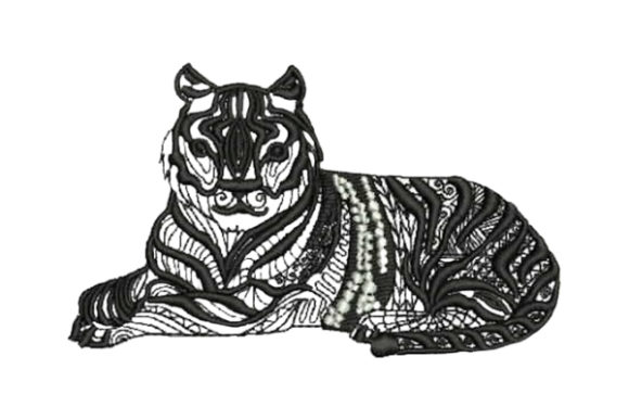 Tiger Lying Down Zentangle