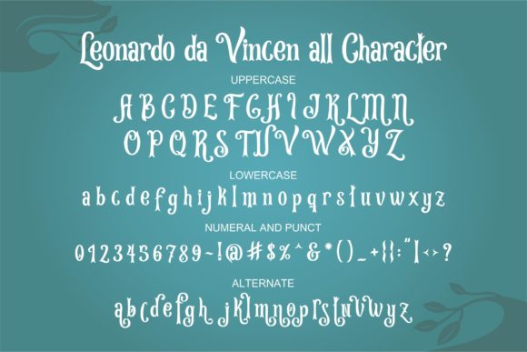 Leonardo Da Vincen Font PNG with transparent background - Preview 4