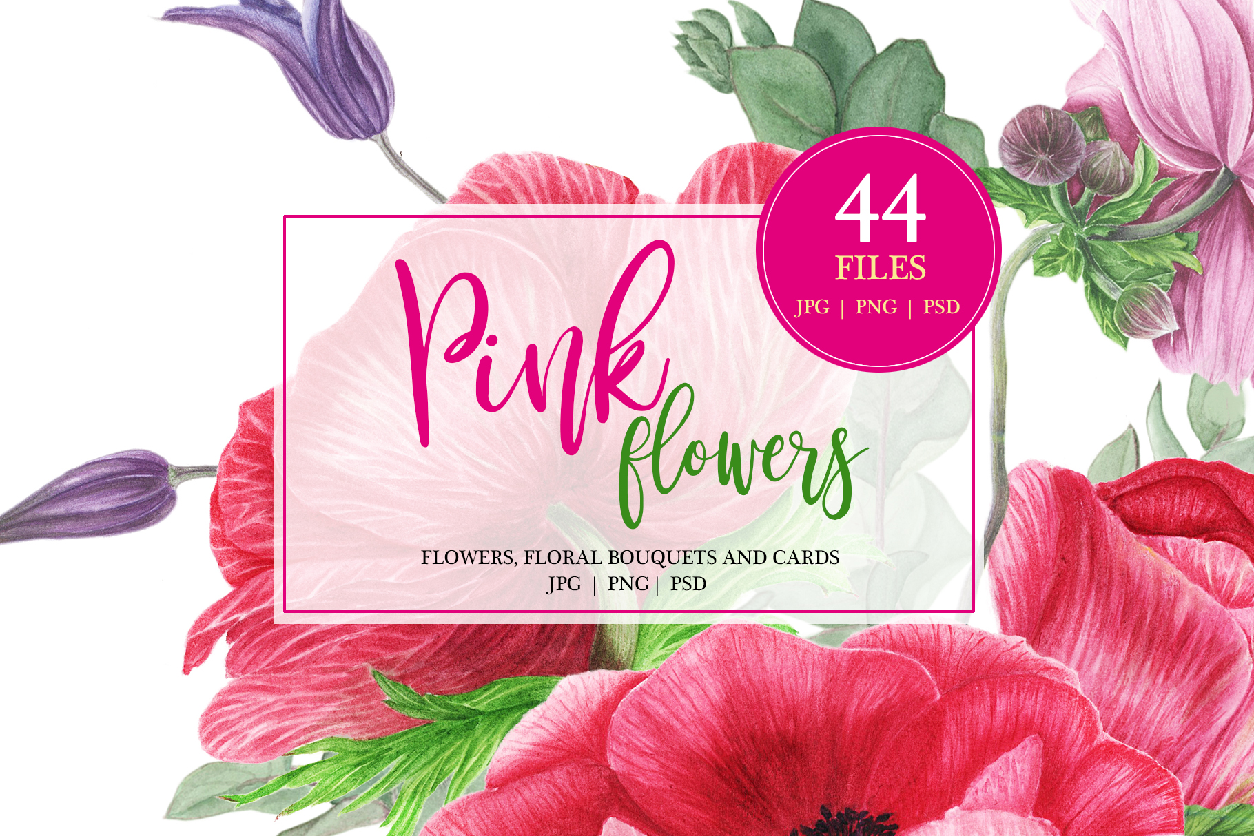 Watercolor Pink Flowers Graphic by tpushnaya · Creative Fabrica