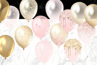 Blush and Gold Balloons Clipart Graphic by Digital Curio · Creative Fabrica