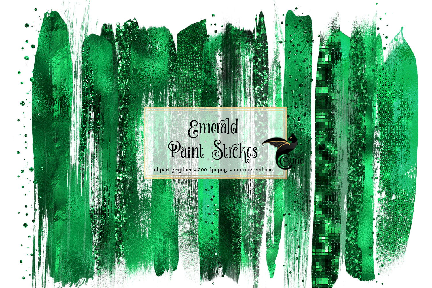 Emerald Green Brush Strokes Clipart