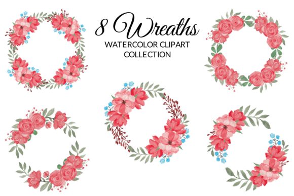 Red Rose Floral Watercolor Clipart Set Graphic Illustrations By elsabenaa
