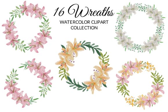 Tropical Lily Flower Watercolor Clipart Graphic Illustrations By elsabenaa