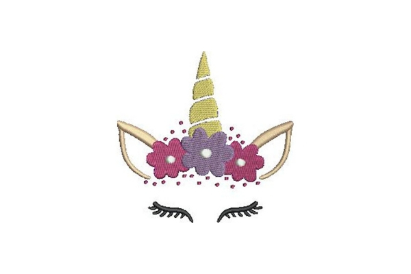 Unicorn Face with Flowers