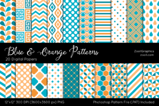 Blue and Orange Digital Papers Graphic by ZoollGraphics · Creative Fabrica