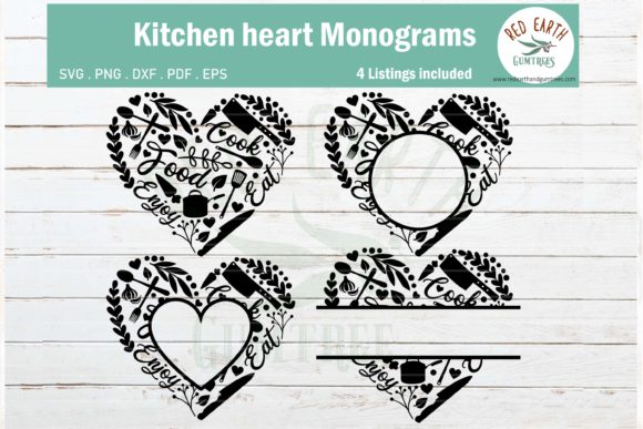 Kitchen Heart Monogram Frame Bundle