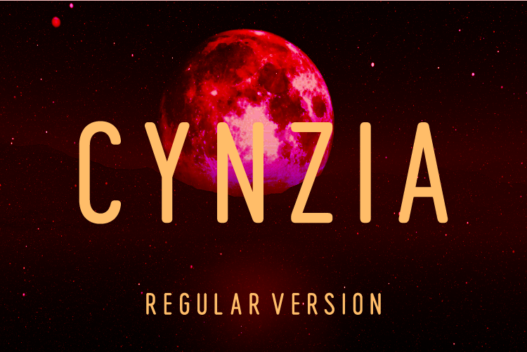 Cynzia font preview, round geometric sans