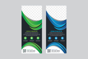 Vertical Banner Blue Green Curve Graphic by noory.shopper · Creative ...